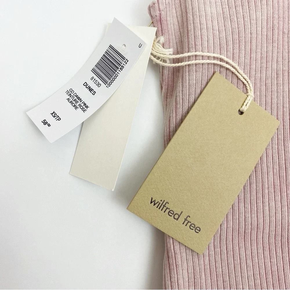 Wilfred Free X Aritzia Dunes Ribbed Crew Neck Mini Bodycon Dress Dawn Pink